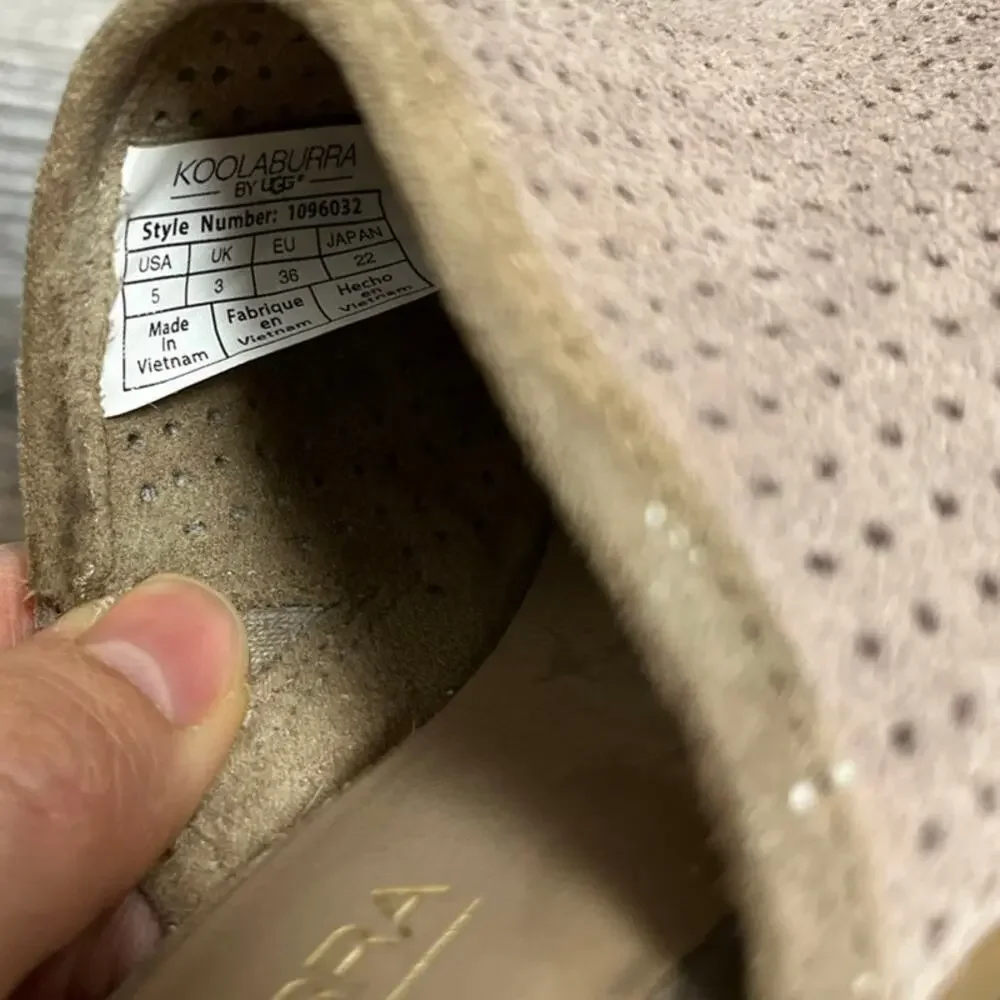 Koolaburra by UGG Raychel Beige Perforated Suede Mule Slides 2” Block Heel Sz 5 - Picture 7 of 7